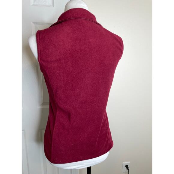 French Laundry Womens Fleece Quilted Front Vest Size Small Burgundy Full Zip - Picture 5 of 8